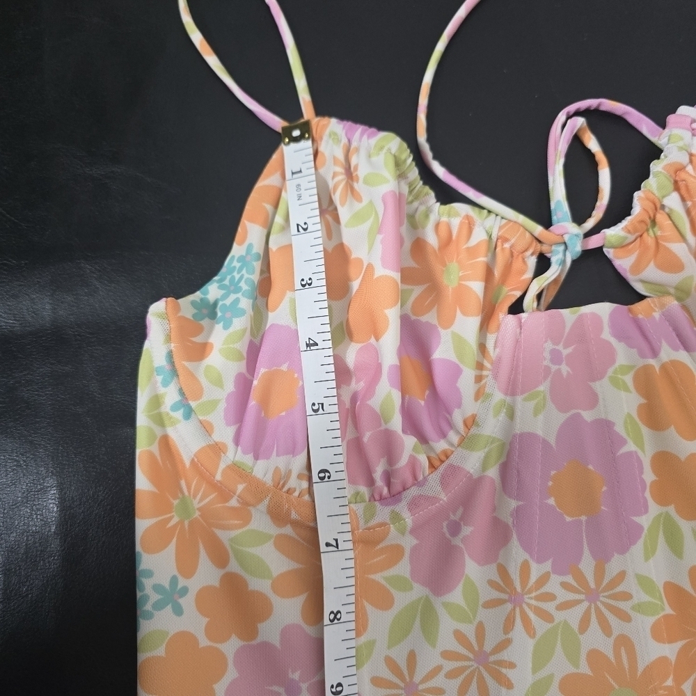 SABO Jai Dress Ditsy Floral Corset Size L Pink Orange - Picture 12 of 16